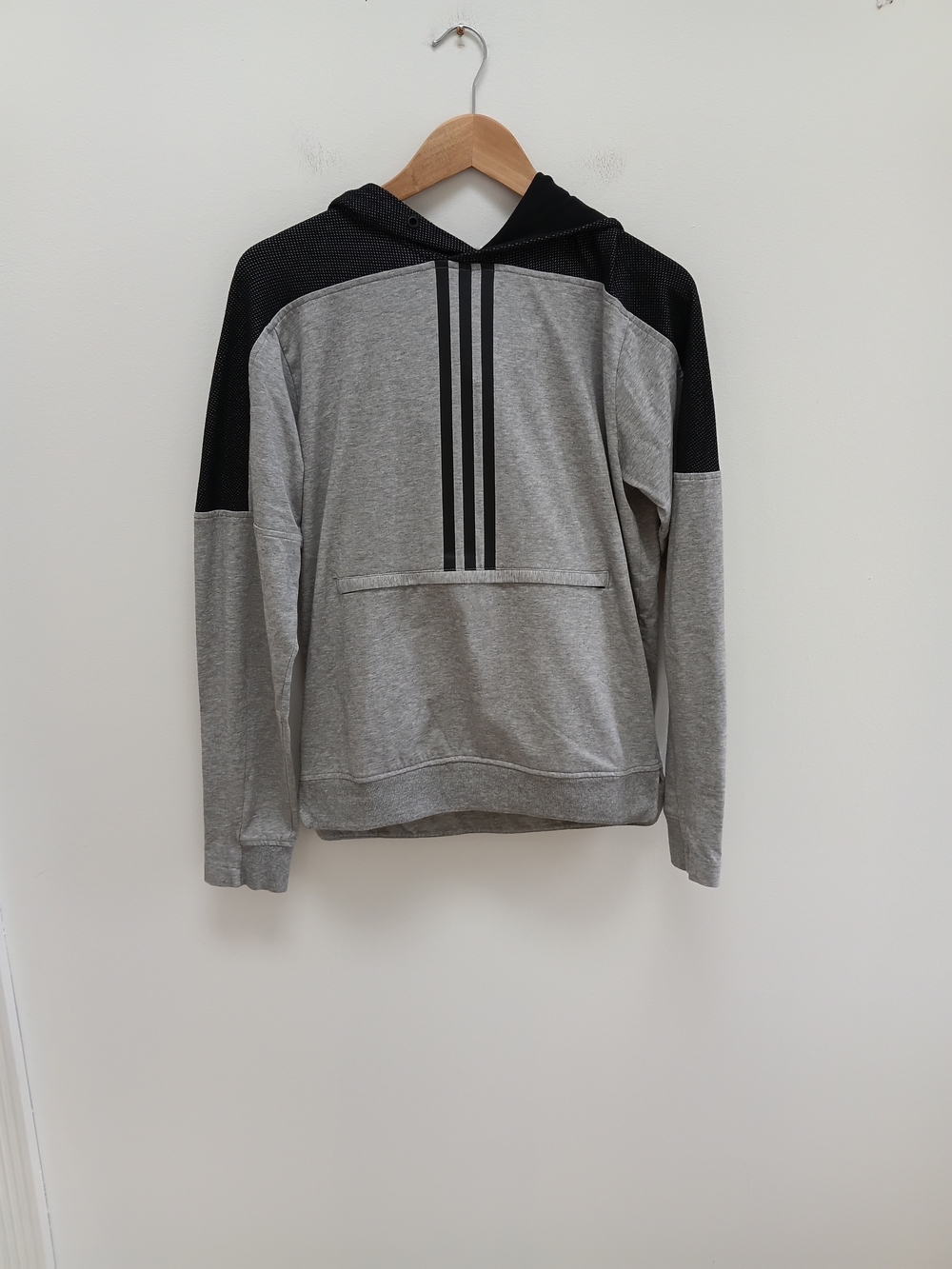 Adidas Men's Grey and Black Sport ID Hoodie Sweatshirt Size Small
